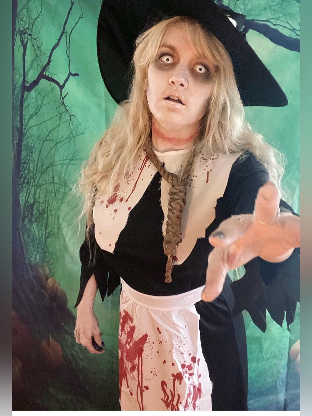Bloody Witch Women's Halloween Dress in Black & White